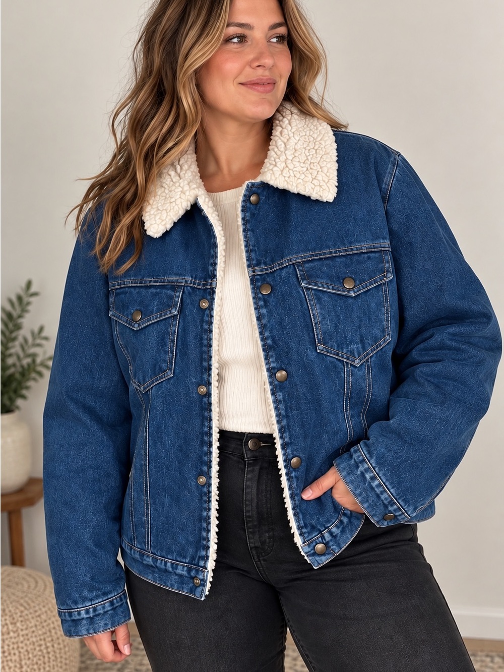 Vintage Olympic Made in Canada Sherpa Trucker Western 70s 80s Denim Jacket